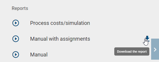 The button to download a report is shown here at the right hand side of the the report entry.