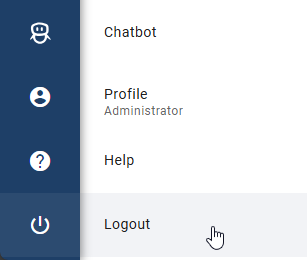 Here you can see the “Logout option” using the last menu item “Logout”.