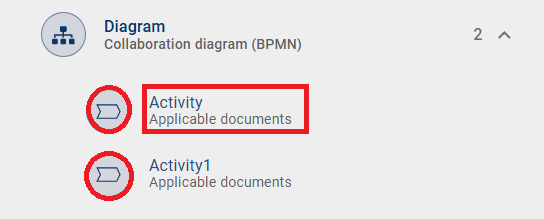 This screenshot shows the number of connected diagram-attributes in "Occurrences".