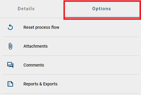 The screenshot shows the options of the diagram in the process execution view.