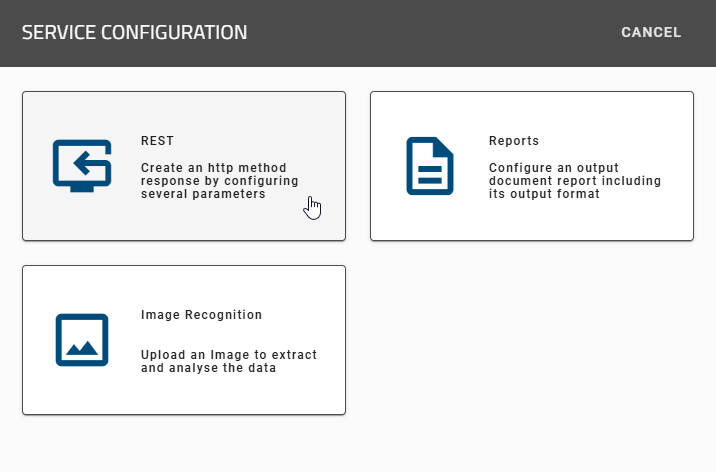 The screenshot shows the option to create a REST call.