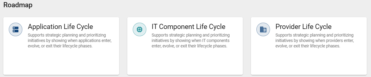 The screenshot shows all roadmaps supported by the standard method in the "Roadmap" section.