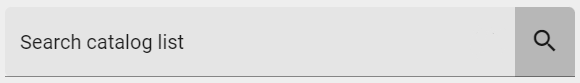 The screenshot shows the "Search catalog" field in the filter panel.