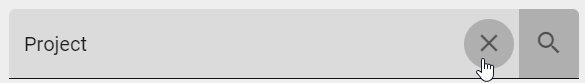 The screenshot shows the input of a search term which can be deleted by clicking on the X-symbol.