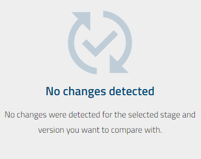 The screenshot shows a display that there have been no changes made in the selected version.