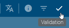 This screenshot shows the "Validation" icon within the menu bar.