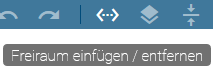 Der Screenshot zeigt die Schaltfläche "Freiraum einfügen/entfernen" in der Menüleiste der Modellierung.