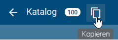 Der Screenshot zeigt die Schaltfläche "Kopieren" im Katalog.
