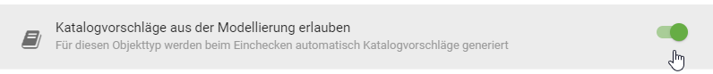 Hier werden die Einstellungsmöglichkeiten für Typen von Katalogeinträgen angezeigt.