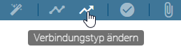 Der Screenshot zeigt die Schaltfläche "Verbindungstyp ändern" in der Menüleiste beim Modellieren.