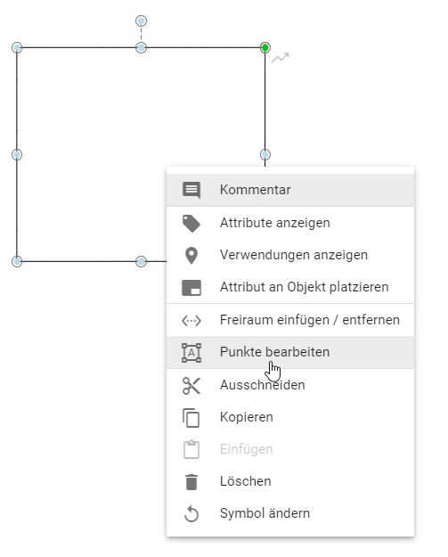 Hier wird die Schaltfläche "Punkte bearbeiten" im Kontextmenü eines Symbols angezeigt.