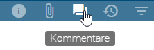 Der Screenshot zeigt die Schaltfläche "Kommentare" in der Menüleiste an.