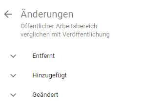 Hier wird die Vergleichsleiste mit eingeklappten Listen der Änderungen angezeigt.