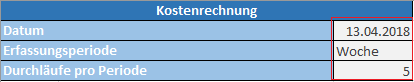 Der Screenshot zeigt die Eingaben für Datum, Erfassungsperiode und Durchläufe pro Periode.