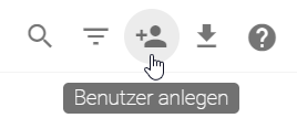 Der Screenshot verdeutlicht die Schaltfläche "Benutzer anlegen" im Administrationsbereich.