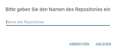 Hier wird das Eingabefenster für den Namen eines Repositorys angezeigt.