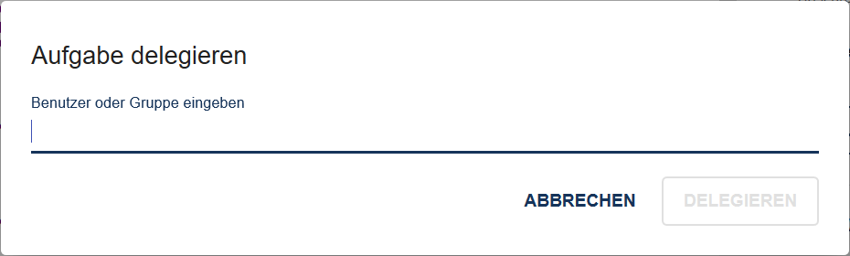 Der Screenshot zeigt den Dialog in dem Sie Benutzer oder Benutzergruppen auswählen können denen Sie die Aufgabe delegieren wollen.