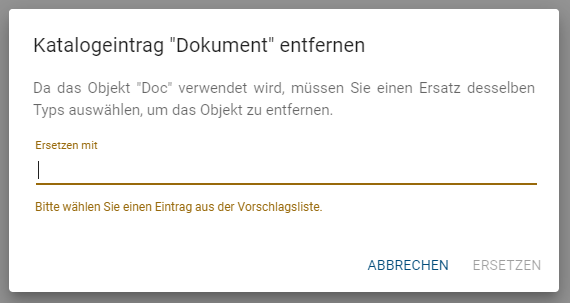 Der Dialog zum Ersetzen eines im Diagramm verwendeten Katalogeintrags wird hier angezeigt.