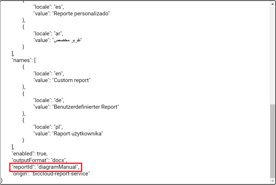 Der Screenshot zeigt den Report Deskriptor mit der hervorgehobenen Variable "reportId" an.