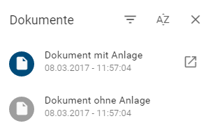 Hier wird die Dokumentenleiste am rechten Bildschirmrand anzeigt.