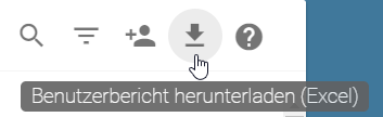 Hier ist der Button "Benutzerbericht herunterladen" in der Benutzerverwaltung dargestellt.