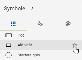 Der Screenshot zeigt das Aktivität-Icon in der Symbolpalette mit einem nicht ausgefüllten Stern Rahmen.