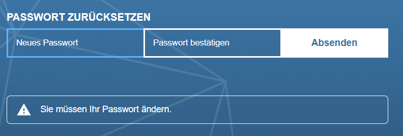 Hier wird das Eingabefeld für ein neues Passwort angezeigt.