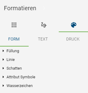 Hier werden die Form-Einstellungsmöglichkeiten im Reiter "Formatieren" in der Symbolleiste angezeigt.