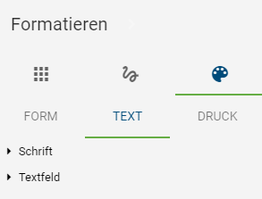 Hier werden die Text-Einstellungsmöglichkeiten im Reiter "Formatieren" in der Symbolleiste angezeigt.