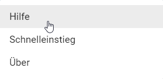 Dieser Screenshot zeigt das Drop-Down-Menü für die Schaltfläche "Hilfe".