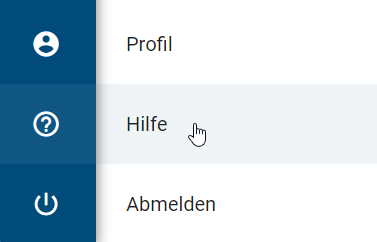 Hier ist der Eintrag "Hilfe" aus dem Menü dargestellt.