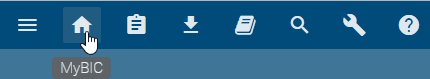 Dieser Screenshot zeigt die Schaltfläche "MyBIC" in der Menüleiste, symbolisiert durch ein Haus.
