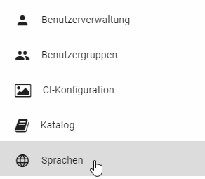 Der Screenshot hebt den Reiter "Sprachen" in der Administration hervor.