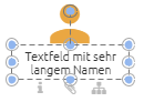 Hier wird ein Rollen-Symbol nach Größenanpassung des Textfelds gezeigt.