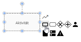 Hier wird ein selektiertes Aktivität-Symbol sowie dessen Minisymbolpalette angezeigt.