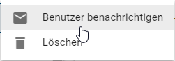 Die Schaltfläche "Benutzer benachrichtigen" im Kontextmenü eines Katalogeintrags wird hier angezeigt.