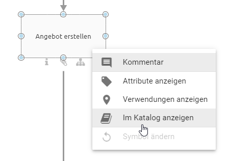 Die Option "Im Katalog anzeigen" des Kontextmenüs eines Objekts wird hier angezeigt.