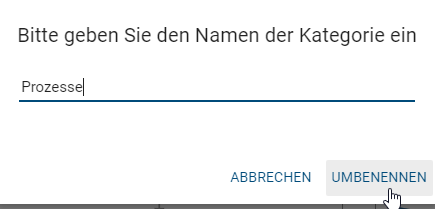 Hier wird das Eingabefenster zur Umbenennung einer Kategorie angezeigt.