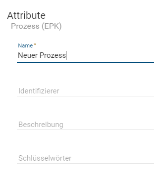 Der Screenshot zeigt die Attributleiste mit dem hervorgehobenen Attribut "Name" zur Namensänderung des Diagramms.