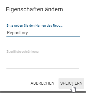 Hier wird das Eingabefenster zur Namensänderung eines Repositorys angezeigt.