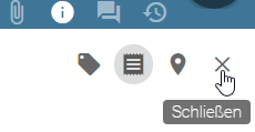 Hier wird die Schaltfläche "Schließen" in der Detailleiste angezeigt.