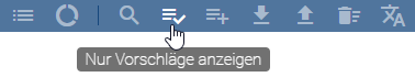 Dieser Screenshot zeigt die Option "Nur Vorschläge anzeigen" im Katalog.