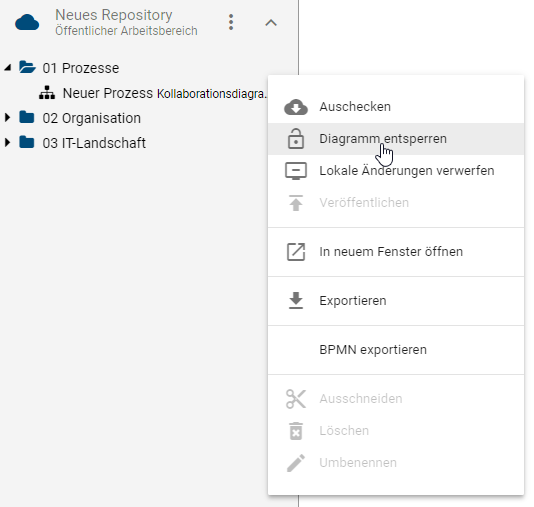 Hier wird die Schaltfläche "Diagramm entsperren" im Kontextmenü eines Diagramms angezeigt.