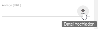 Hier wird das Attribut "Anlage (URL)" in der Attributleiste und die Option "Datei hochladen" verdeutlicht.