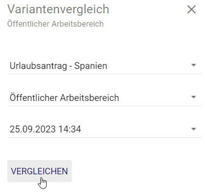 Hier wird der "Variantenvergleich" im Öffentlichen Arbeitsbereich angezeigt.