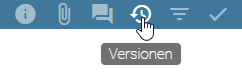 Dieser Screenshot zeigt die Schaltfläche "Versionen" in der Menüleiste zum Öffnen der Versionenleiste.