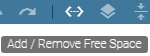The screenshot shows the "Add/Remove Free Space" button in the modeling menu bar.
