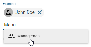 This screenshot shows how to enter the examiner into the governance attributes of a diagram.