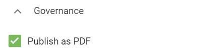 This screenshot shows attribute "Publish as PDF".
