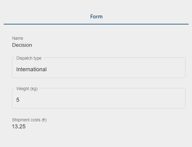 A decision table within the form of a task is displayed here.